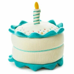 Hallmark Shop -Hallmark Shop Blue and White Plush Birthday Cake With Candle 1BBY4860 02